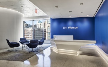 The lobby of the Client Experience Center at the Watson Group headquarters at 51 Astor Place.